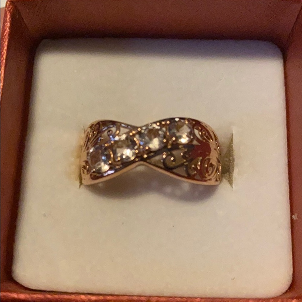 Morganite & rose gold vermeil over silver ring sz9